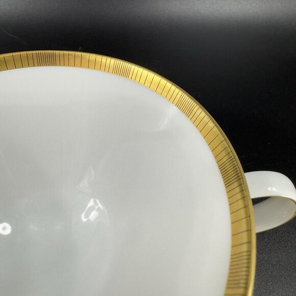 Rosenthal Germany White Gold Band Black Lines Double Handle Cup Saucer Set - Picture 14 of 16